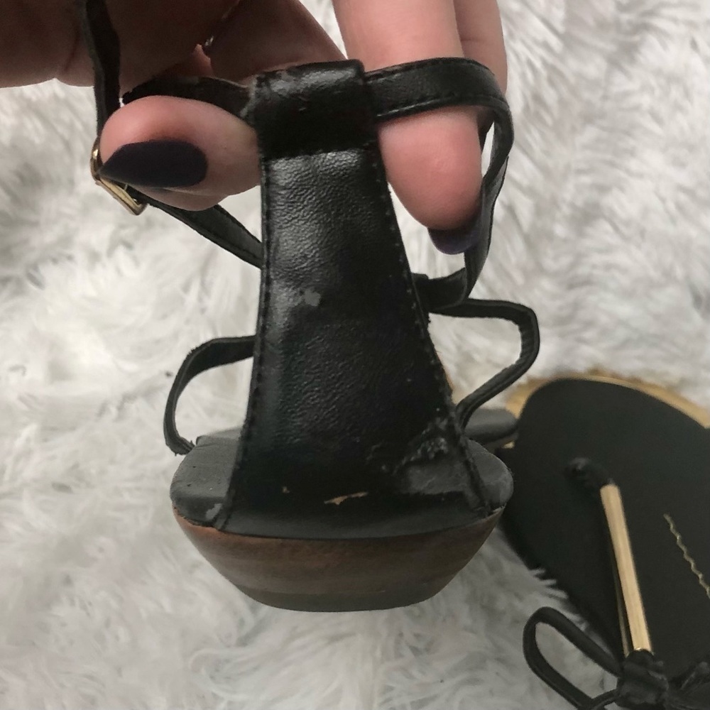 Dolce Vita Leather Sandals Black and Gold Size 8.5 - Picture 5 of 7